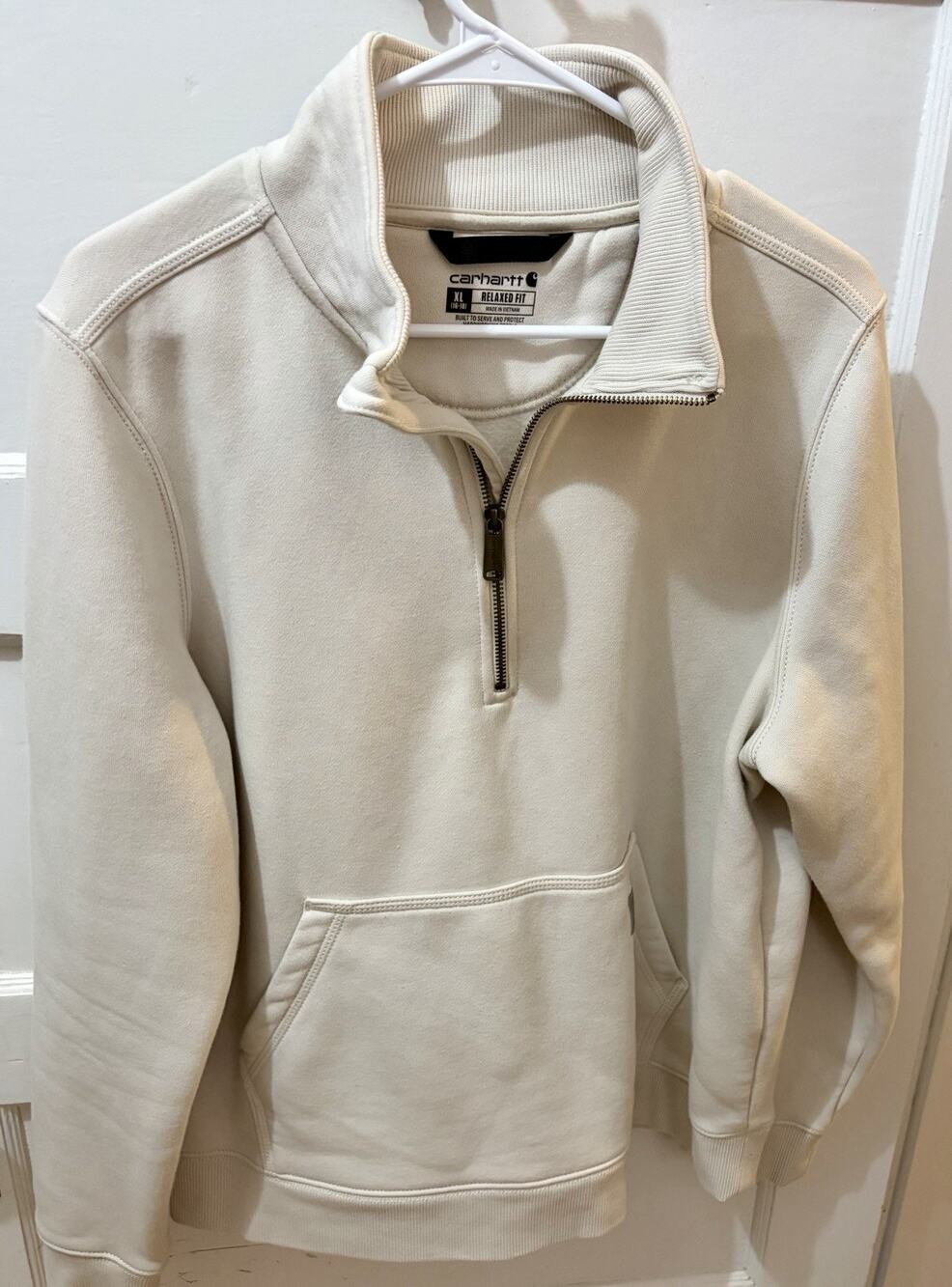 Carhartt Womens Tencel Fiber Series Half-Zip Sweatshirt Relaxed Fit Oat Milk XL